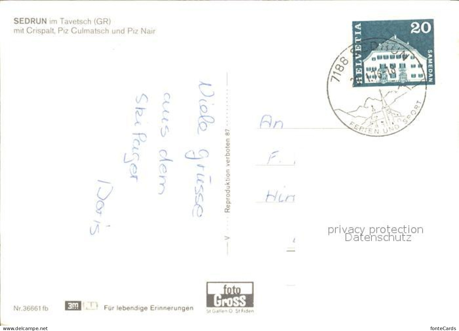 11990621 Sedrun Tavetsch Crispalt Piz Culmatsch Piz Nair Sedrun - Other & Unclassified