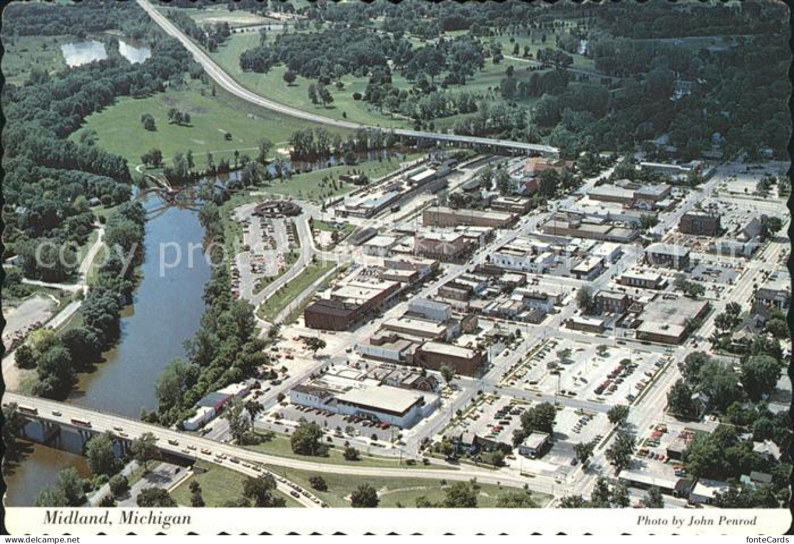 11981213 Midland_Michigan Aerial View Downtown Shopping And Business Section - Altri & Non Classificati