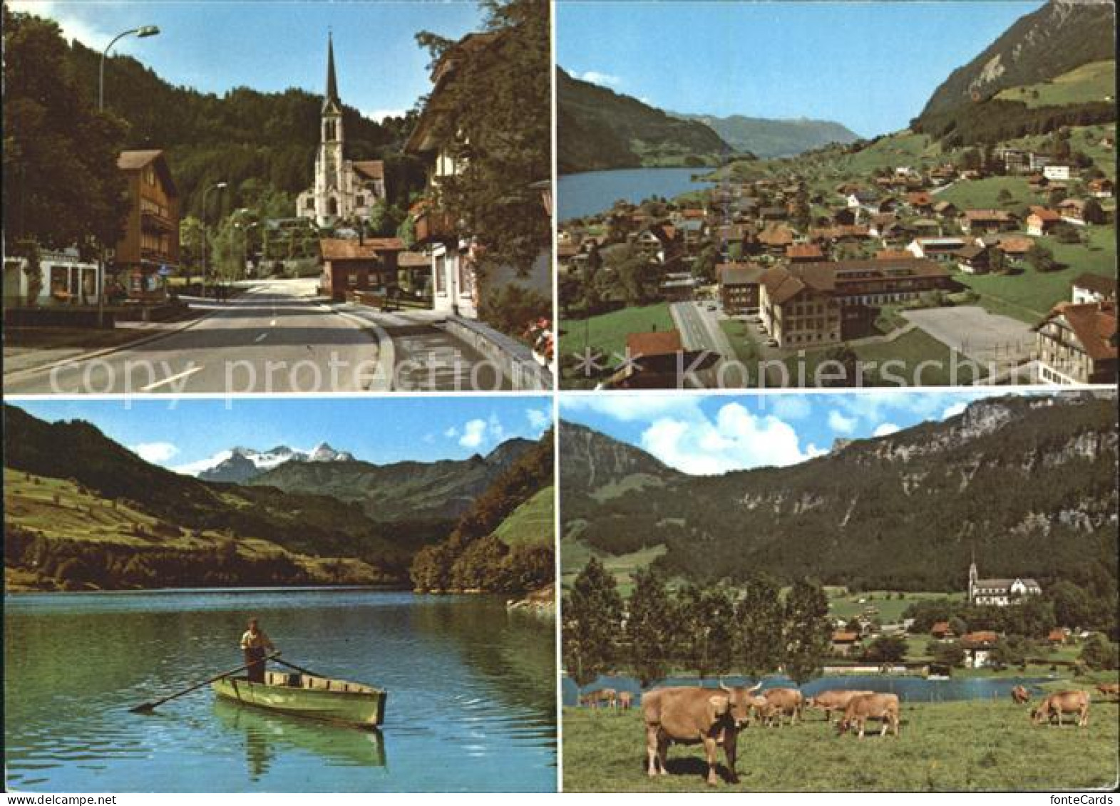 11979493 Lungern Kirche Teilansicht Boot Kuehe  Lungern - Other & Unclassified