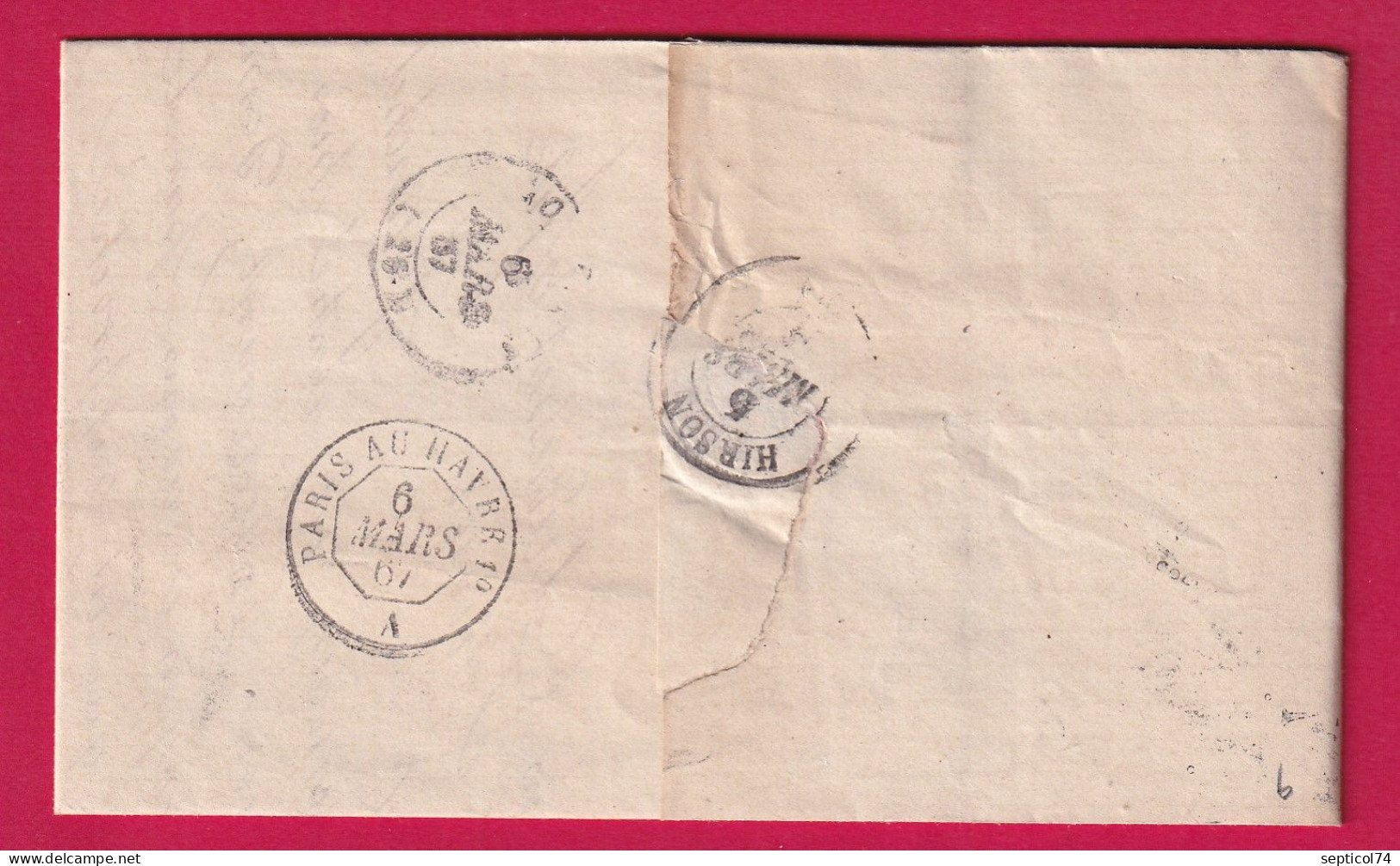 N°22 GC 4505 ST MICHEL AISNE 1867 CAD TYPE 22 POUR LOUVIERS EURE LETTRE - 1849-1876: Période Classique