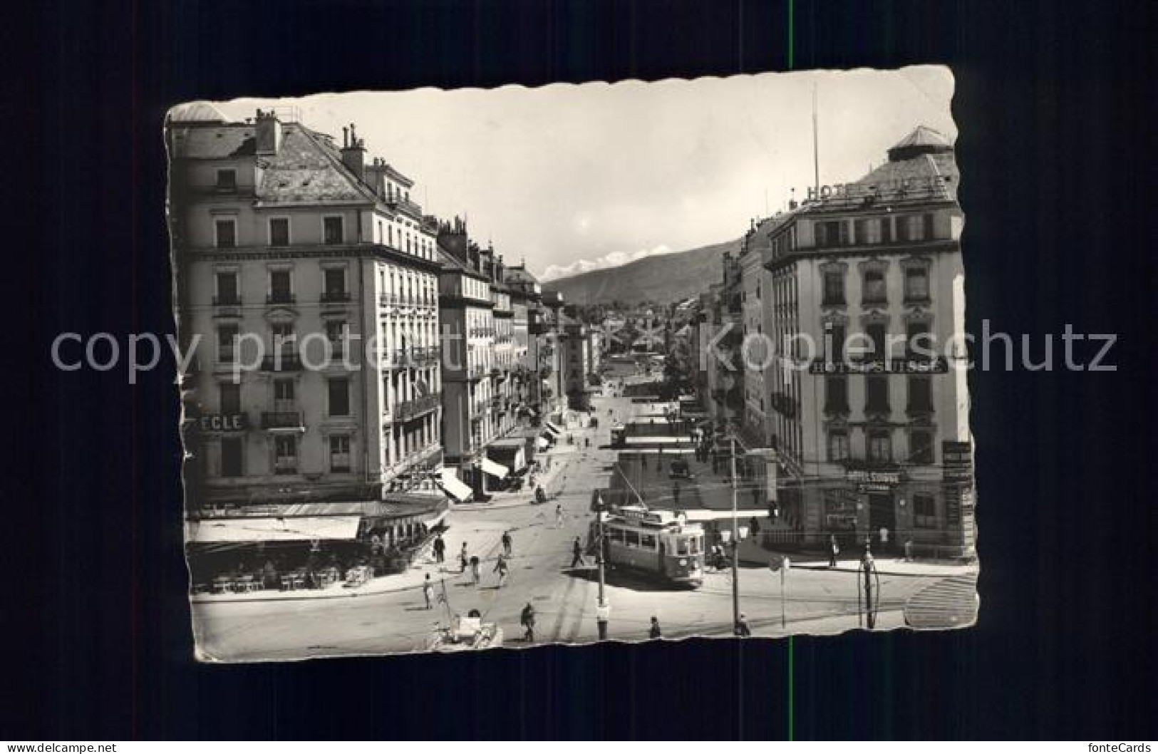 11977311 Geneve GE Rue Du Mont Blanc Et Le Mont Blanc Tram Geneve - Sonstige & Ohne Zuordnung