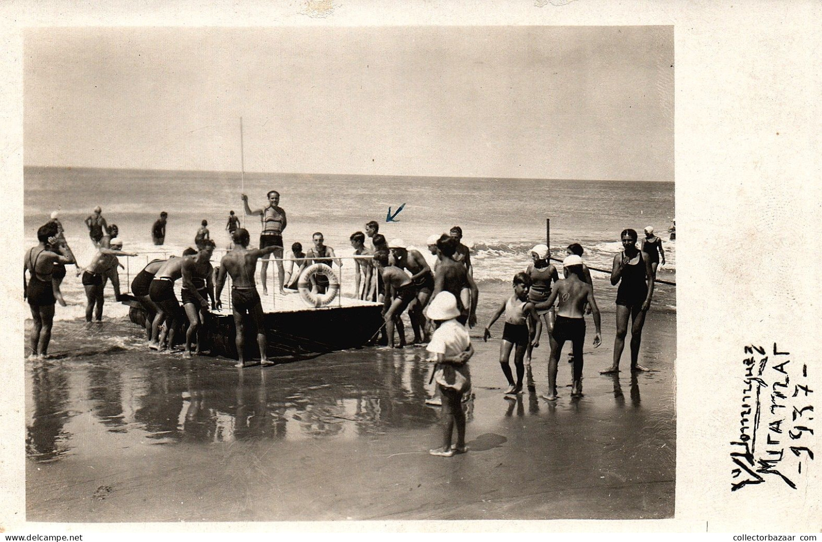 Uruguay Miramar Historical Coastal Snapshots Vintage Beach Image Beach Bathing Swimsuits Vintage Real Photo - Uruguay