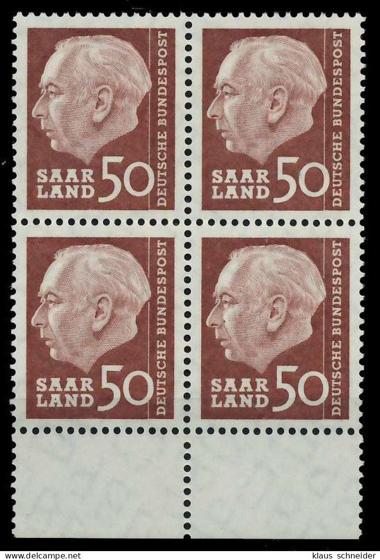 SAAR OPD 1957 Nr 393 Postfrisch VIERERBLOCK URA X799B42 - Nuevos
