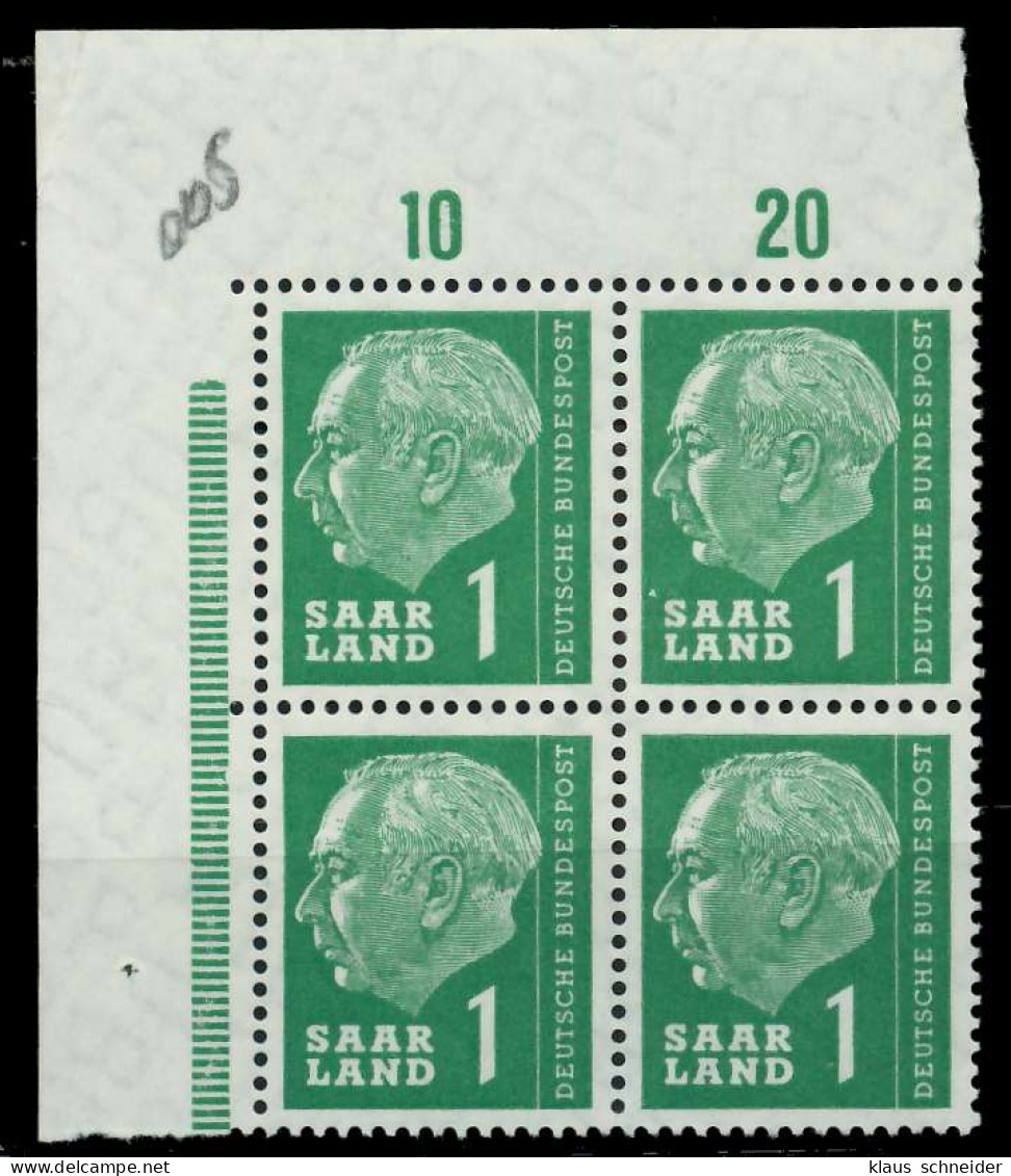 SAAR OPD 1957 Nr 380 Postfrisch VIERERBLOCK ECKE-OLI X799B96 - Unused Stamps