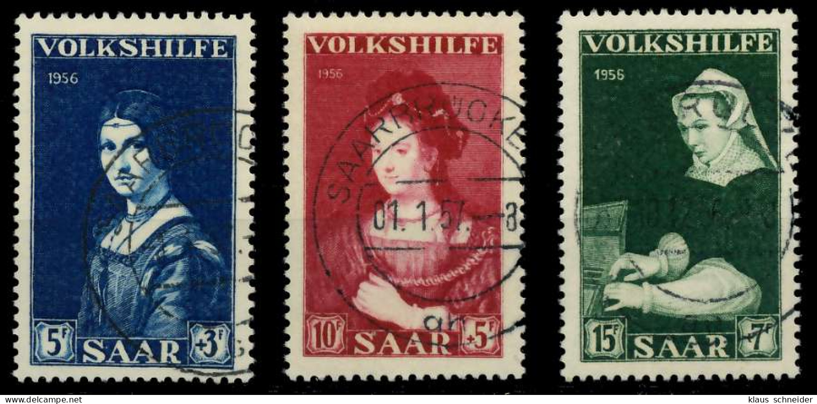 SAARLAND 1956 Nr 376-378 Zentrisch Gestempelt X79C47E - Gebraucht