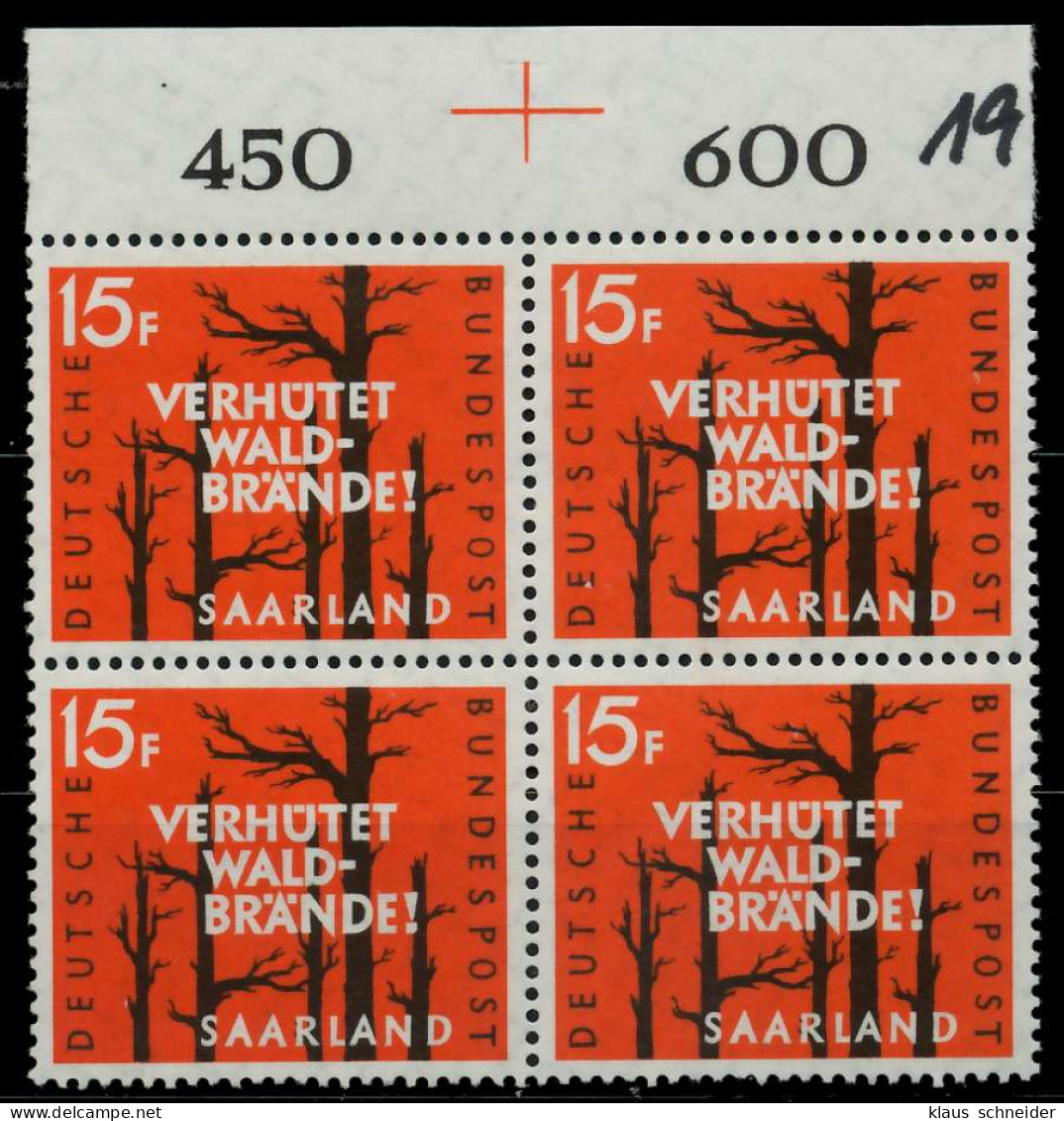SAAR OPD 1958 Nr 431 Postfrisch VIERERBLOCK ORA X79C7EE - Unused Stamps