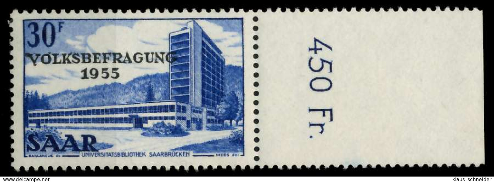 SAARLAND 1955 Nr 364 Postfrisch ORA X79DDD2 - Unused Stamps