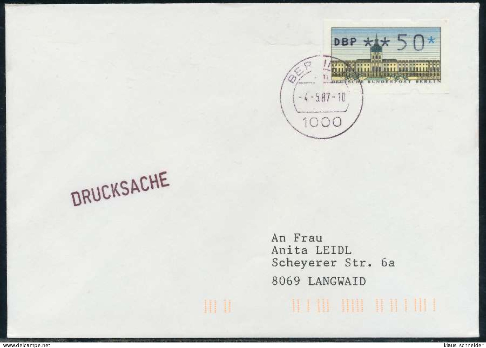 BERLIN ATM 1-050 DRUCKSACHE EF FDC X7E466E - Briefe U. Dokumente