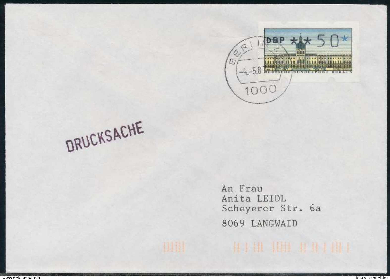 BERLIN ATM 1-050 DRUCKSACHE EF FDC X7E4652 - Cartas & Documentos