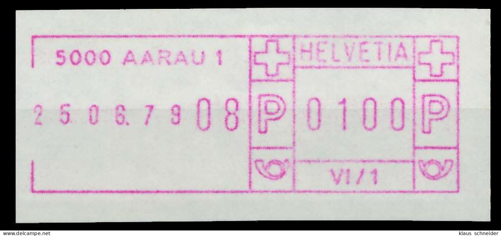 SCHWEIZ SCHALTERFREISTEMPEL Nr SFS1979 AARAU Postfrisch X7E6516 - Automatenmarken