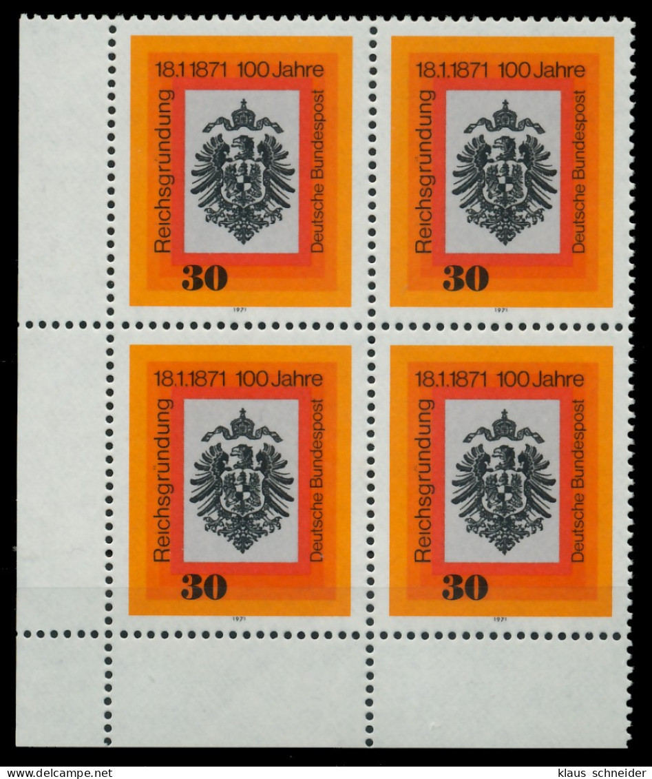 BRD 1971 Nr 658 Postfrisch VIERERBLOCK ECKE-ULI X7F992E - Neufs