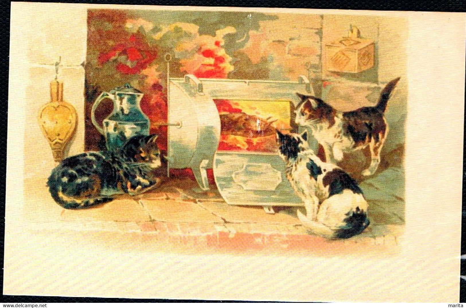 3 Chats - Cats -katzen - Poezen Aan Oven -repro - Katzen