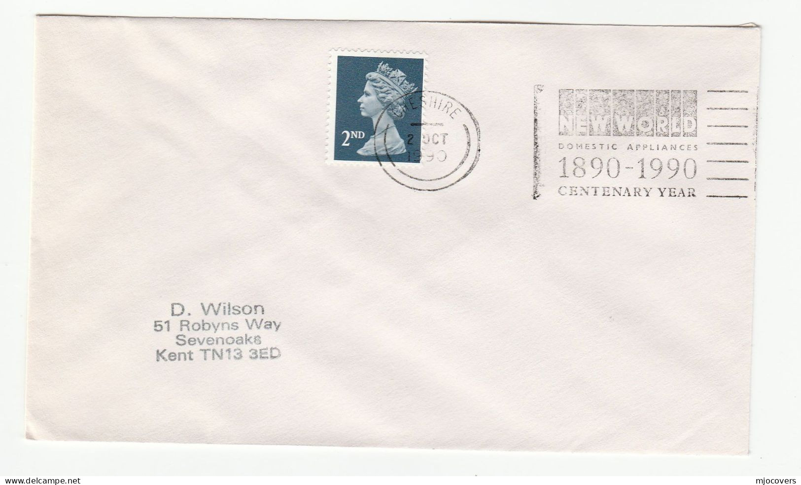 1990 COVER New World DOMESTIC APPLIANCES CENTENARY Year SLOGAN Cheshire GB Stamps - Brieven En Documenten