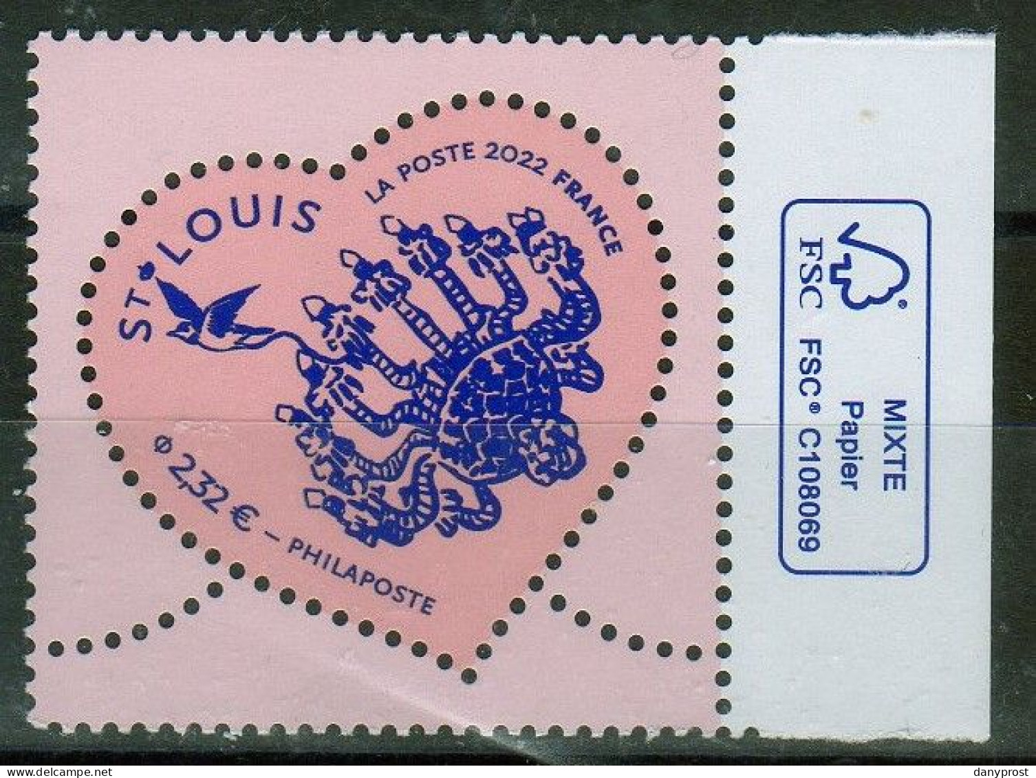 2022 - GOMME  " Coeur ST LOUIS - Christallerie - 18.10.21 "  Marge Droite De Feuille FSC - 1t   à   2.32 € - Neuf** - Nuevos