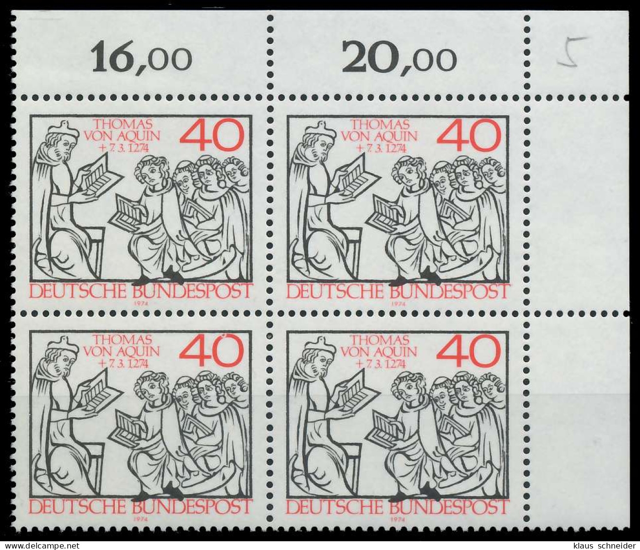 BRD BUND 1974 Nr 795 Postfrisch VIERERBLOCK ECKE-ORE X5FE5F2 - Unused Stamps