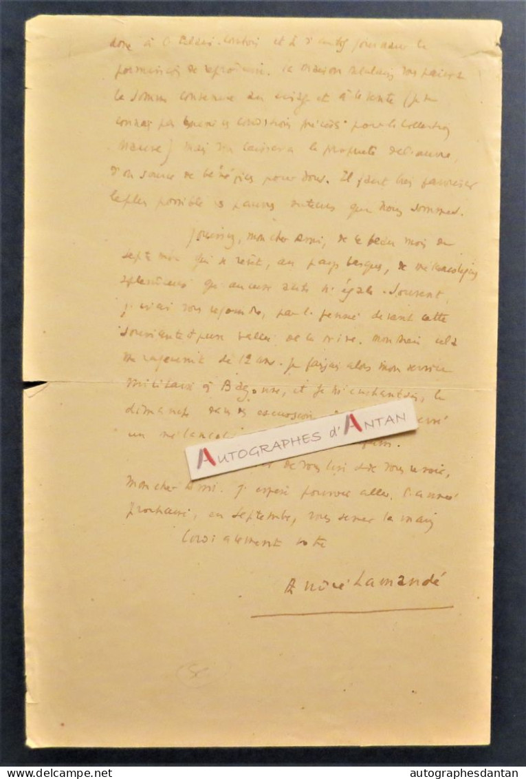 ● L.A.S 1919 André LAMANDE Poète écrivain Né à Blaye (Gironde) Librairie DELALAIN - Edmond Rostand - Lettre Autographe - Writers
