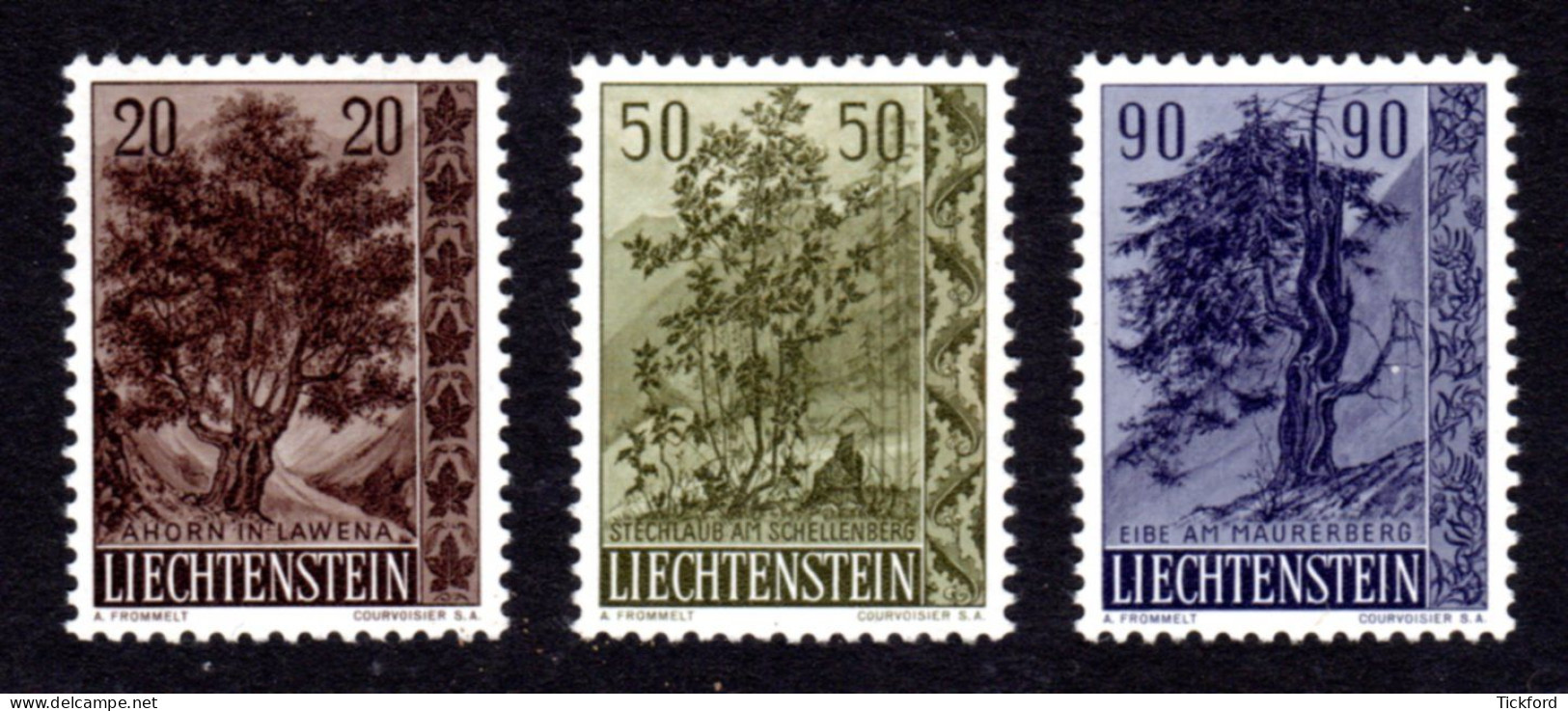 LIECHTENSTEIN 1958 - Yvert N° 333/335 - NEUFS ** LUXE / MNH - Arbres Et Arbustes (II), TB - Unused Stamps