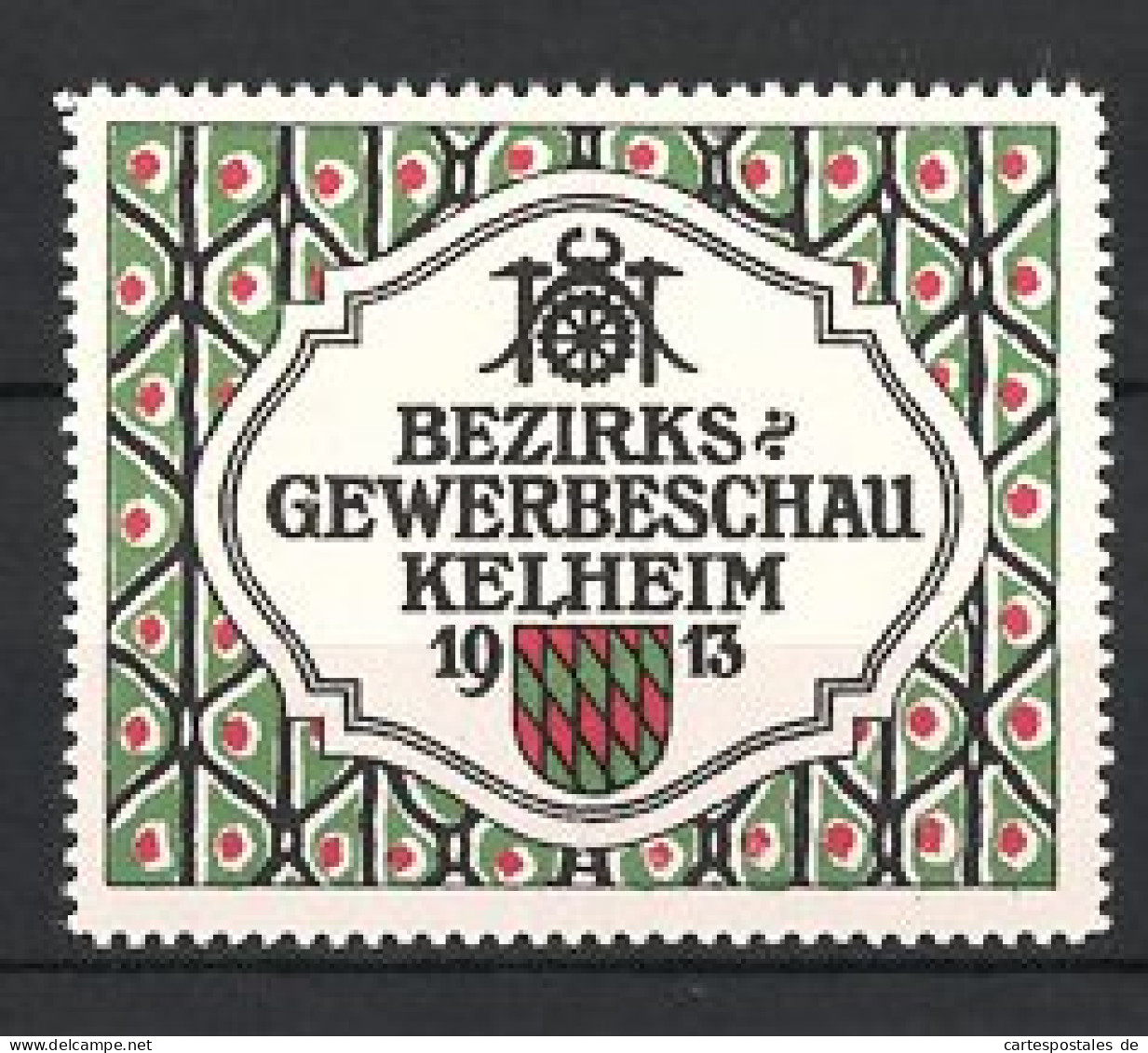 Reklamemarke Kelheim, Bezirks-Gewerbeschau 1913, Messelogo Und Wappen  - Erinnophilie