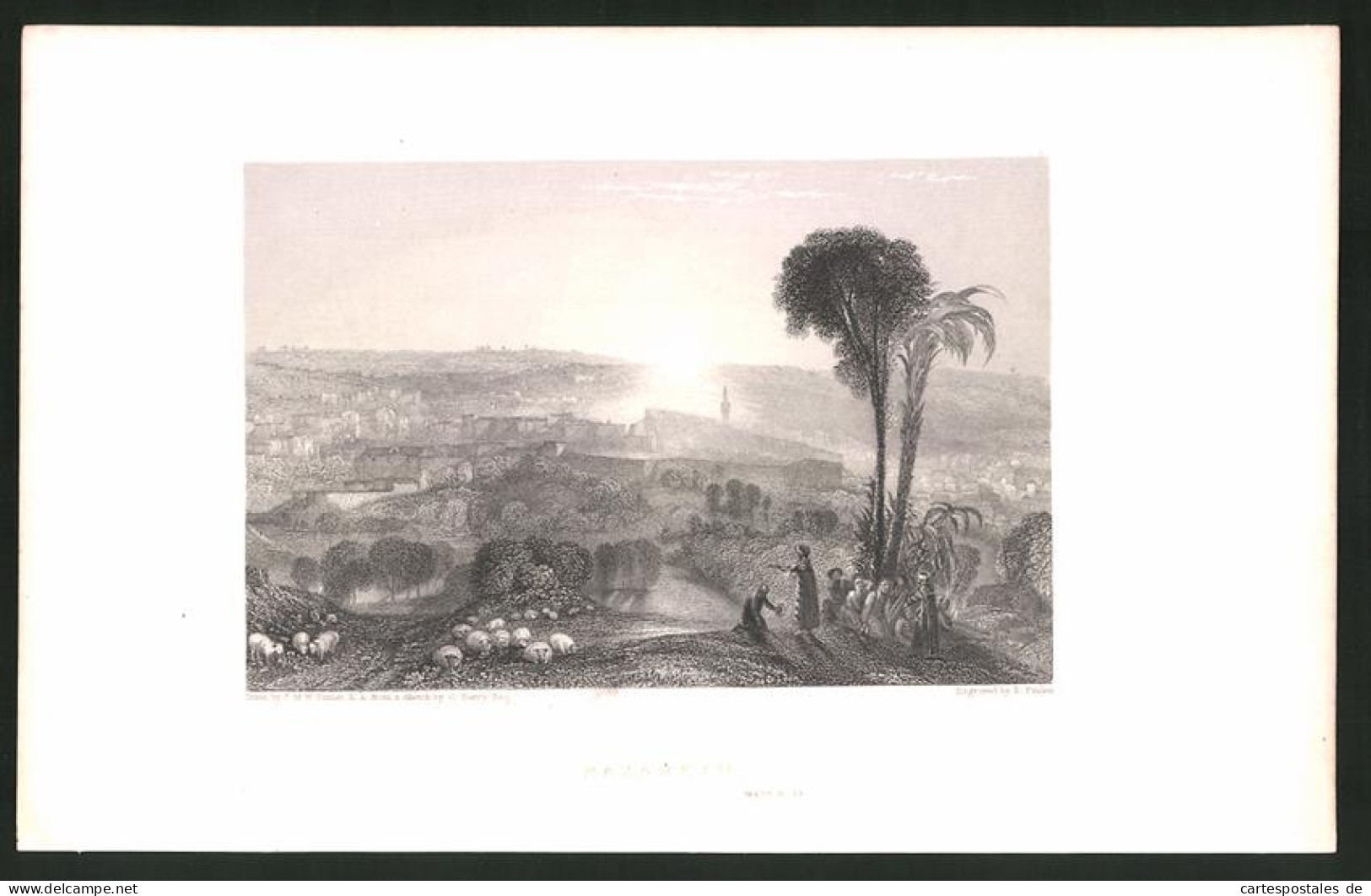 Stahlstich Nazareth, Stadt Im Sonnenuntergang, Stahlstich Von E. Finden Um 1835  - Prints & Engravings
