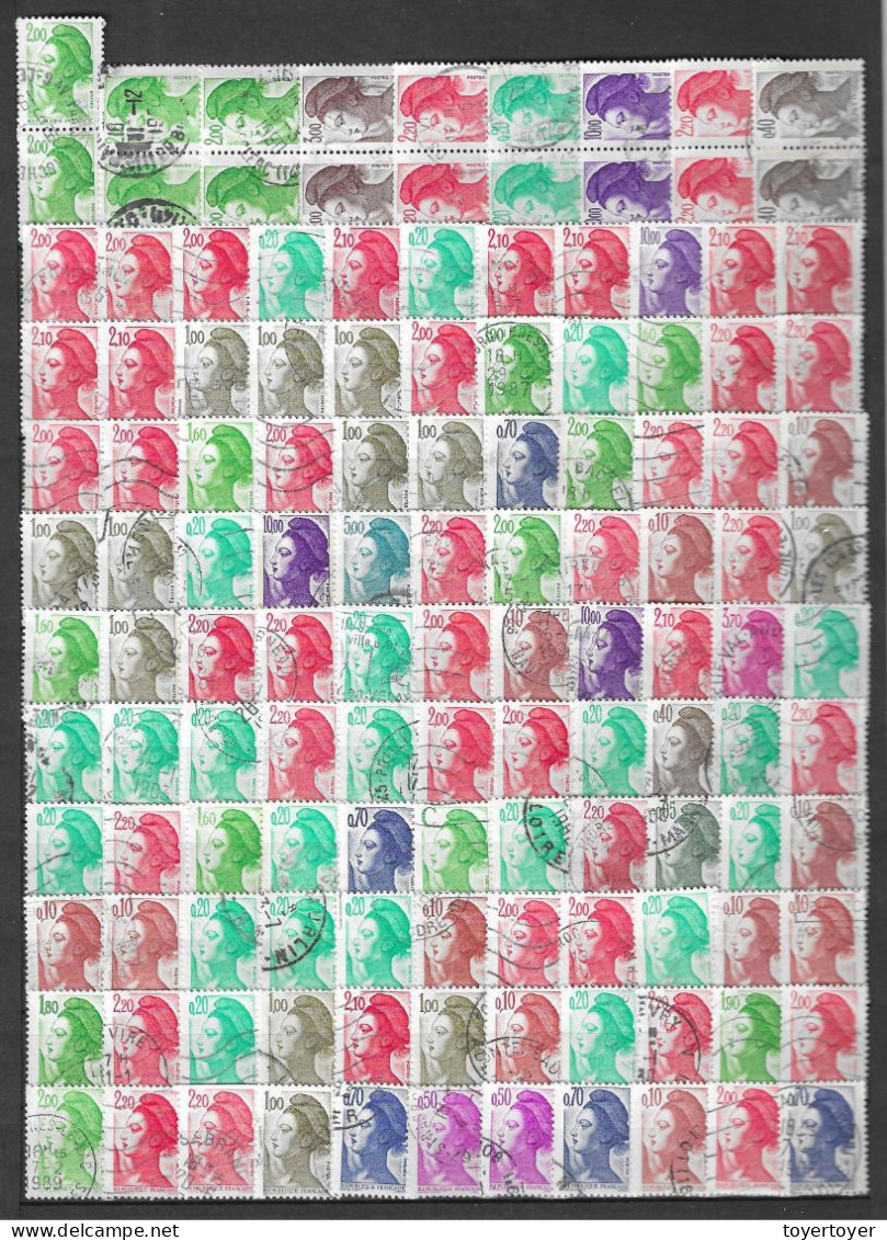 80  Lot De 1130 Liberté De Gandon Variées Oblitérés BEG - 1982-1990 Liberty Of Gandon