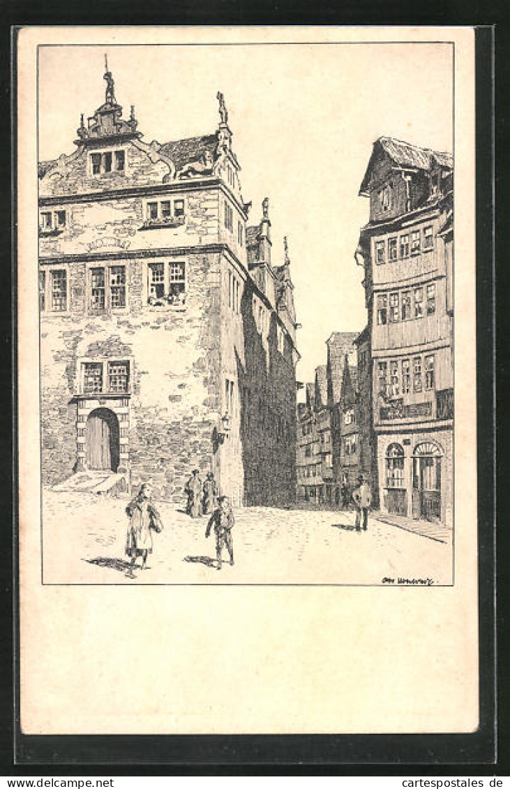 Künstler-AK Otto Ubbelohde: Cassel, Marställerplatz, Wildemannsgasse  - Ubbelohde, Otto