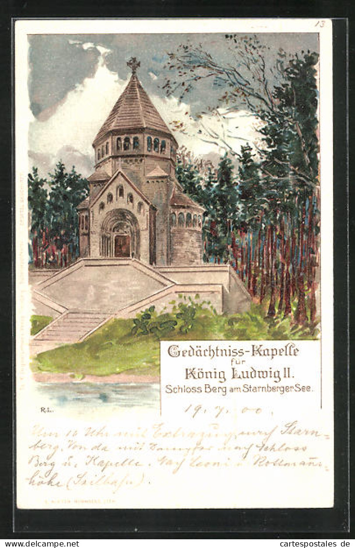 Künstler-AK Berg, Gedächtniss-Kirche Für König Ludwig 2., Schloss Am Starnberger See  - Starnberg
