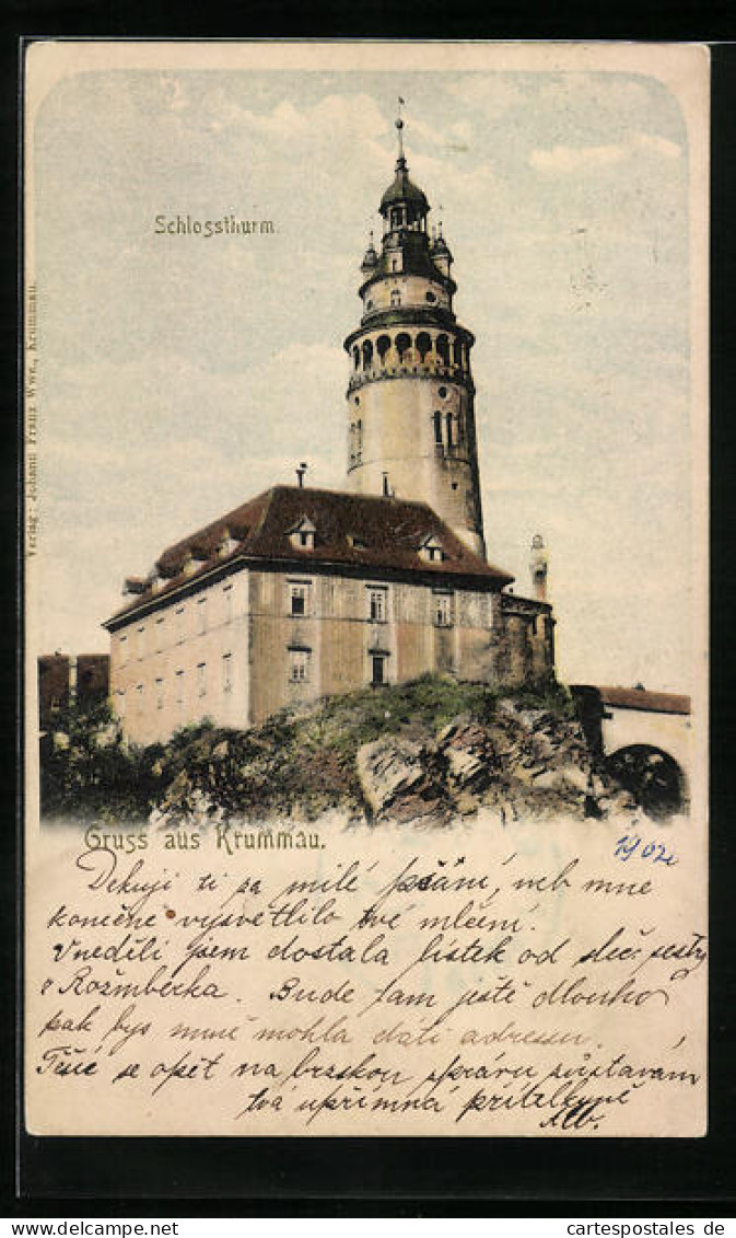 AK Krumau / Cesky Krumlov, Teilansicht Mit Dem Schlossturm  - Tchéquie