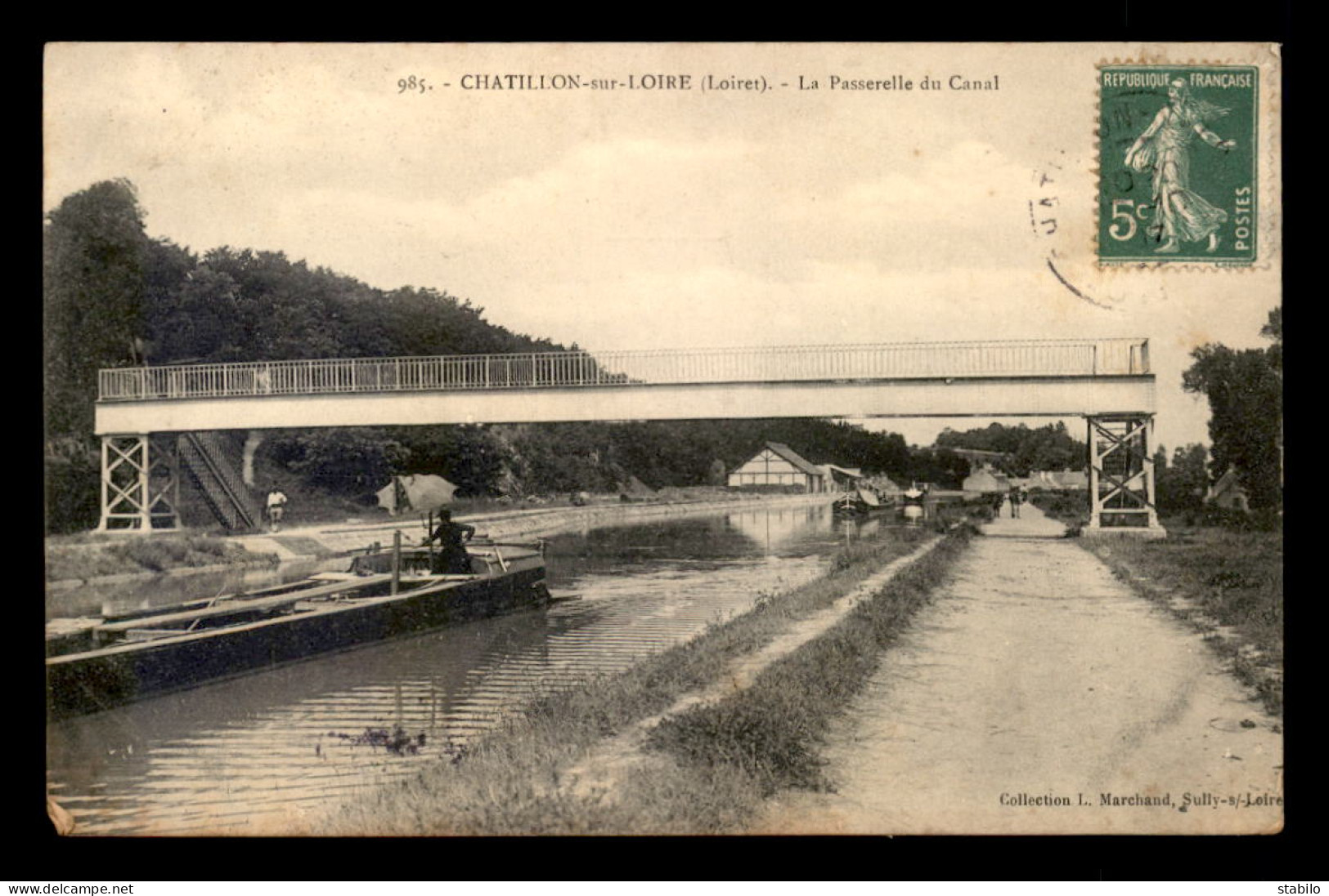 45 - CHATILLON-SUR-LOIRE - LA PASSERELLE DU CANAL - PENICHE - Chatillon Sur Loire