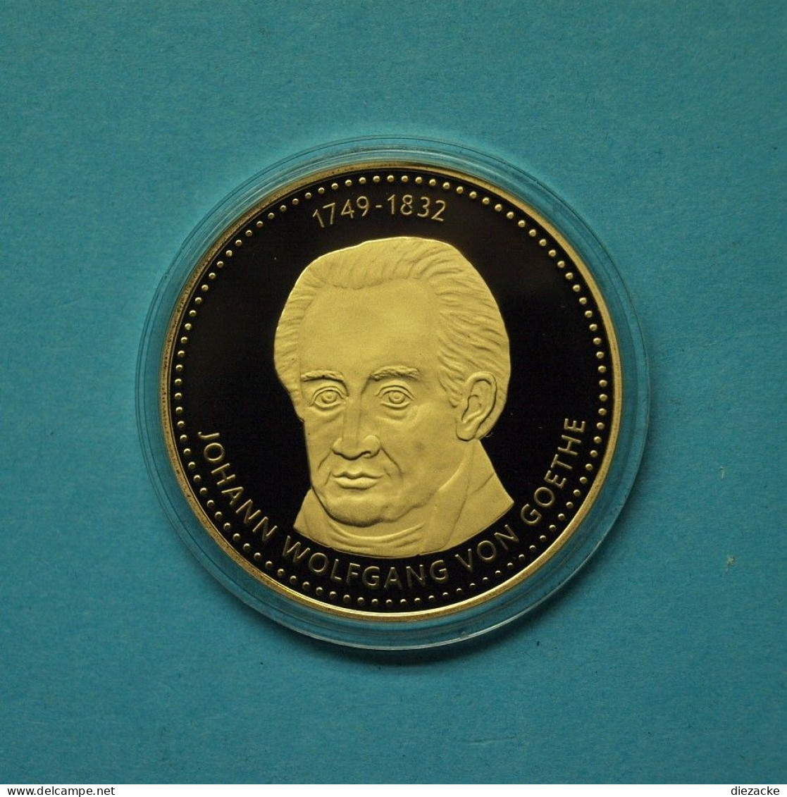 Medaille Johann Wolfgang Von Goethe, CuNi 24 Karat Vergoldet PP (WK010 - Ohne Zuordnung