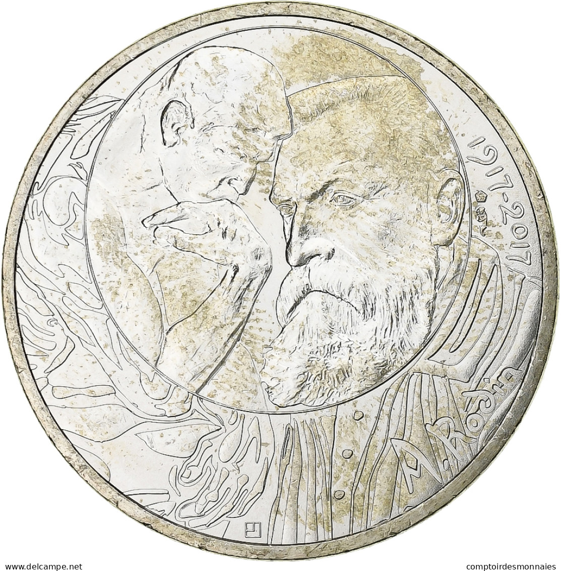 France, 10 Euro, Centenaire Du Décès D'Auguste Rodin, 2017, Argent, SUP - Francia