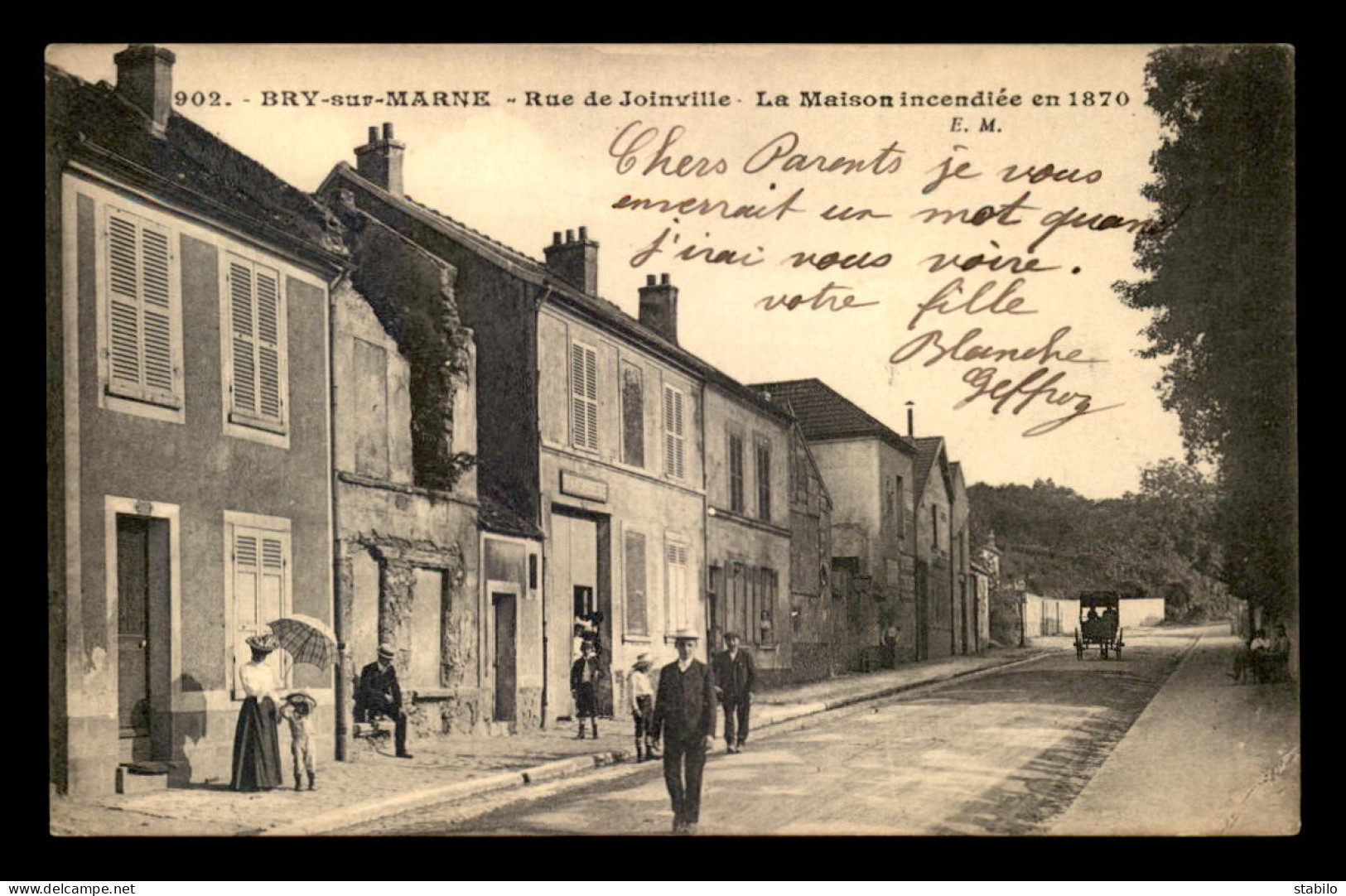 94 - BRY-SUR-MARNE - RUE DE JOINVILLE - LA MAISON INCENDIEE EN 1870 - GUERRE DE 1870 - Bry Sur Marne