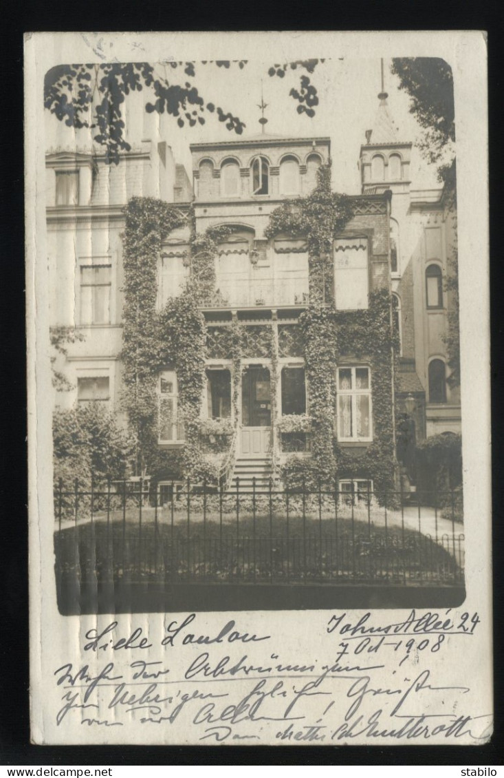 ALLEMAGNE - HAMBOURG - JOHNSALLEE 24, OCTOBRE 1908 - CARTE PHOTO ORIGINALE - Other & Unclassified