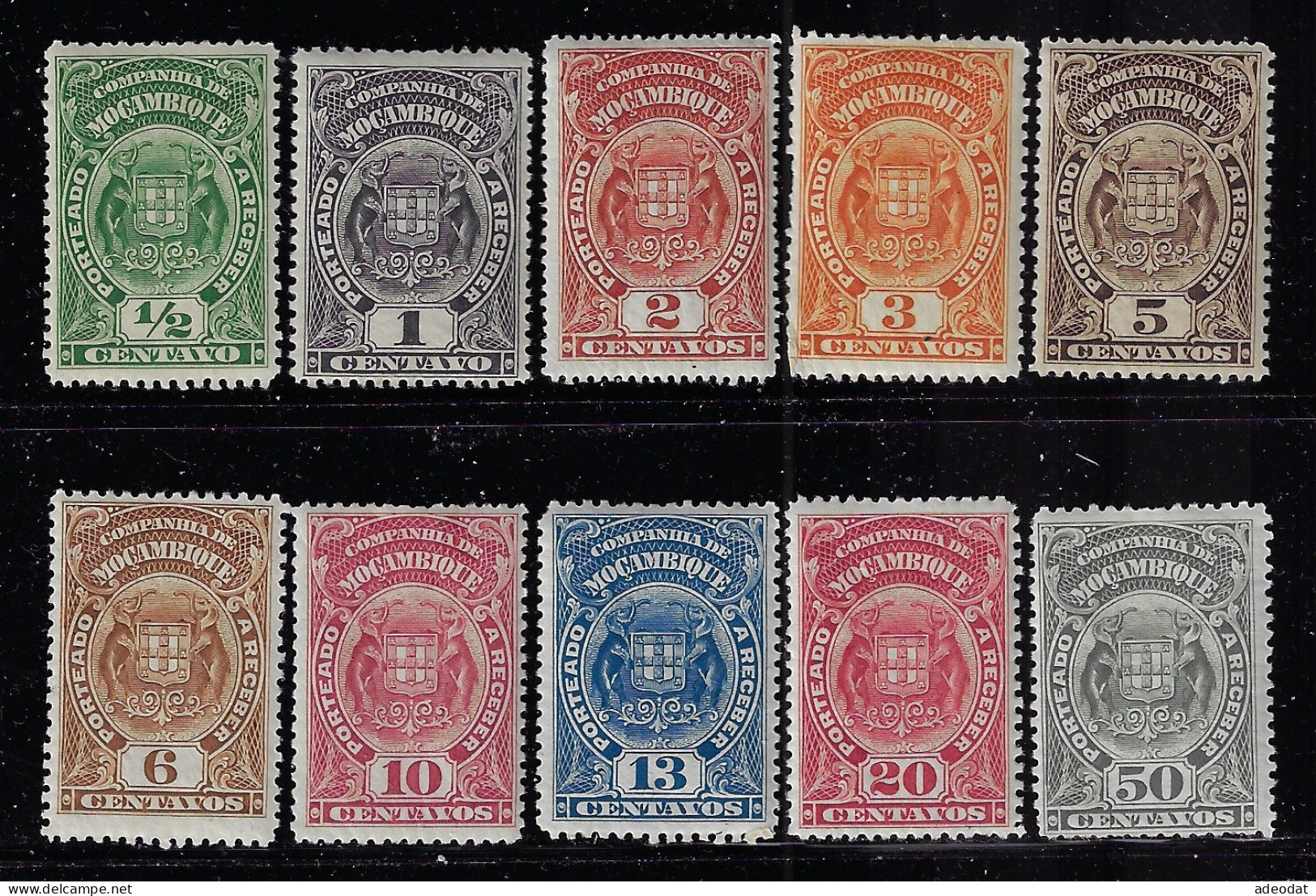 MOZAMBIQUE COMPANY 1919  SCOTT#J31-J40  MH CV $3.25 - Mozambique