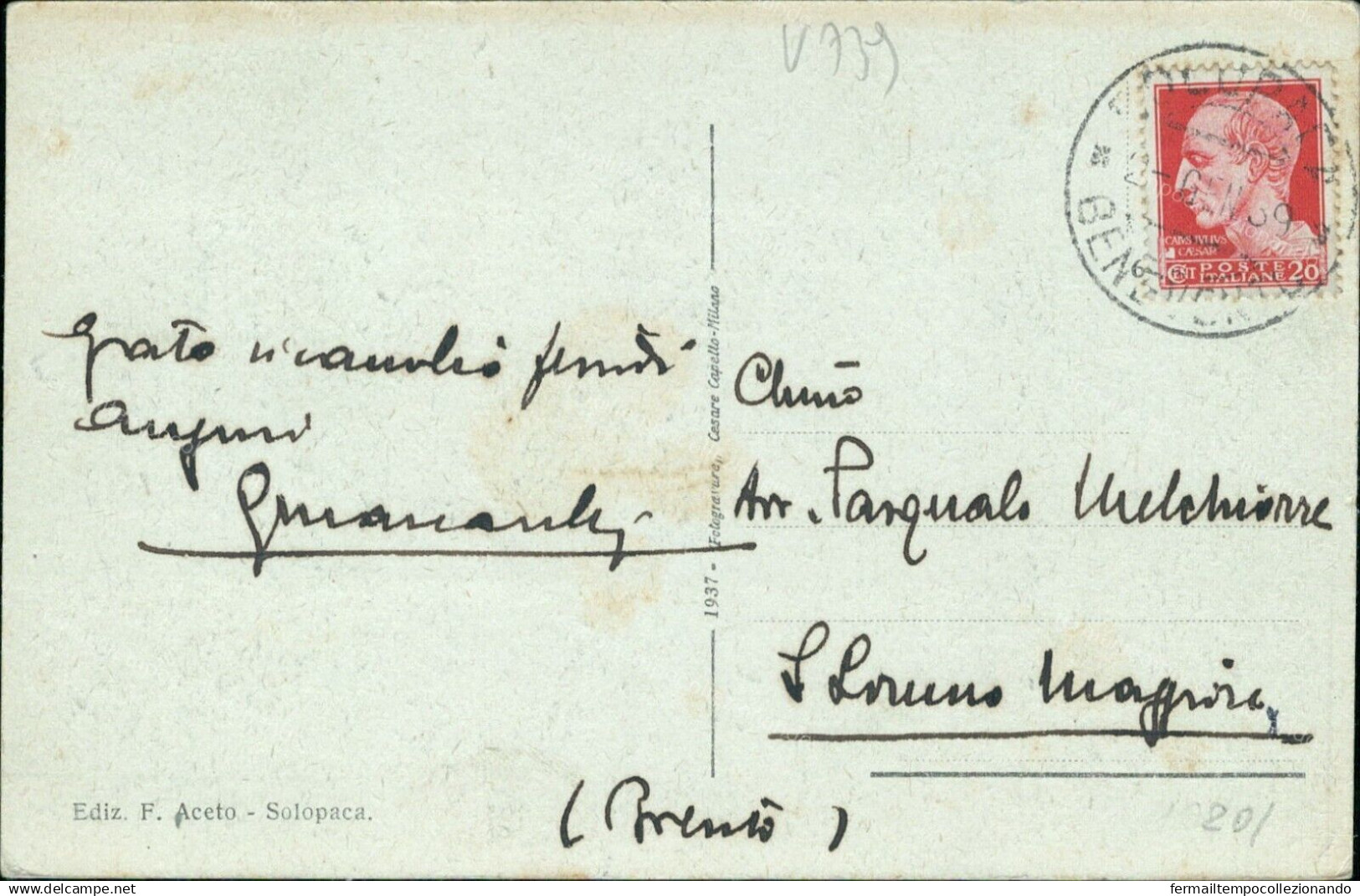 V739 Cartolina Solopaca Largo S.mauro 1939  Provincia Di Benevento - Benevento