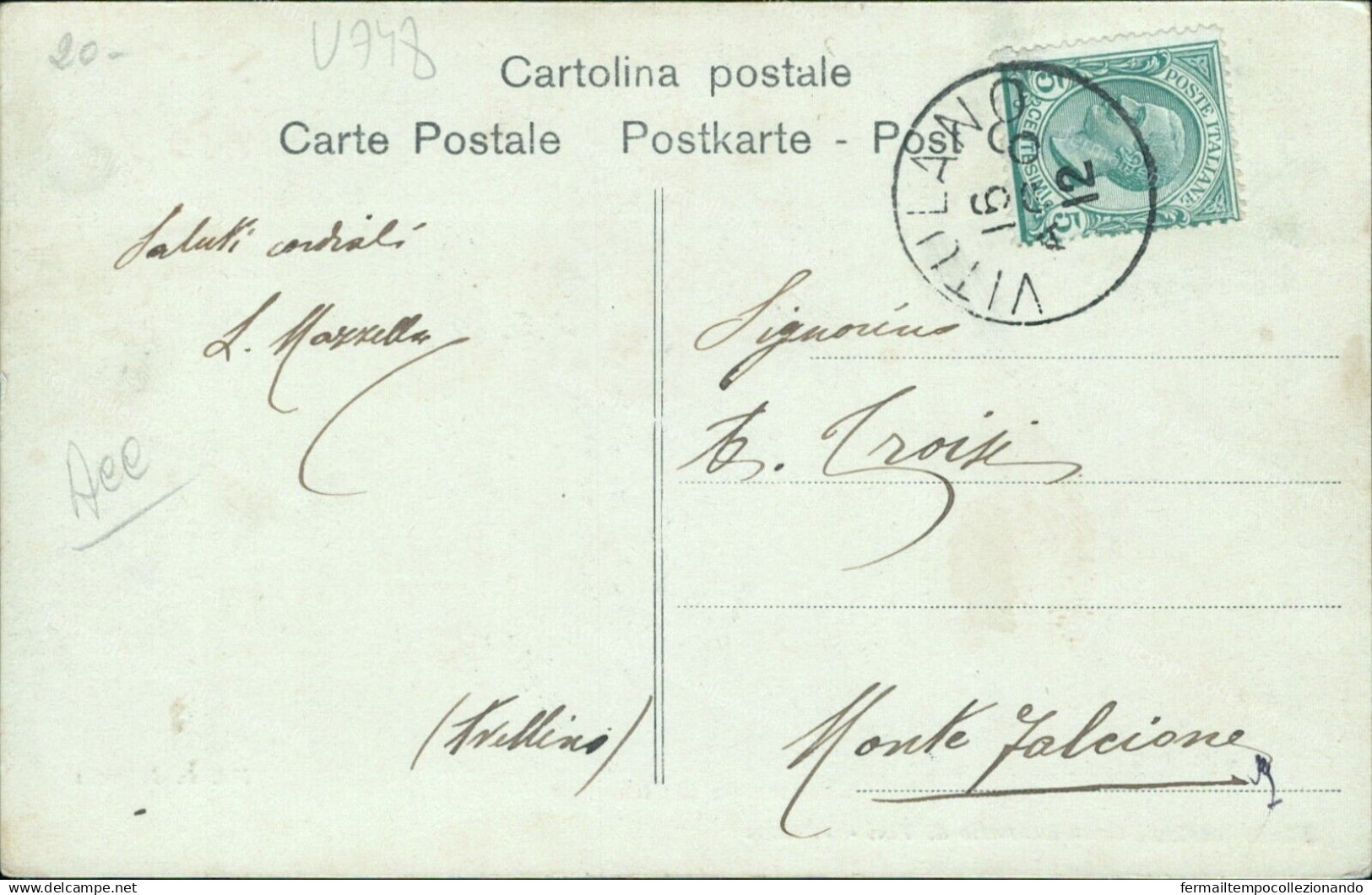 V748 Cartolina Panorama Di Vitulano 1912 Provincia Di Benevento - Benevento