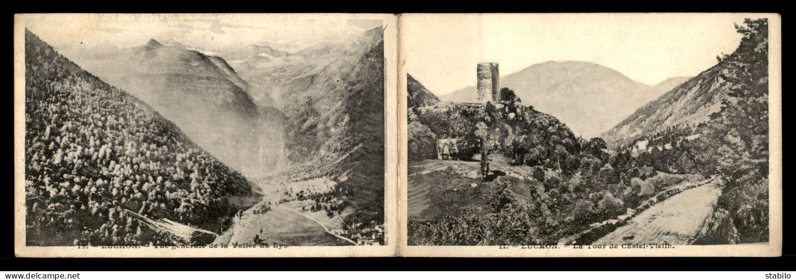 31 - LUCHON - LA TOUR DE CASTEL-VIEILLH ET VUE GENERALE  - CARTE DOUBLE - Luchon