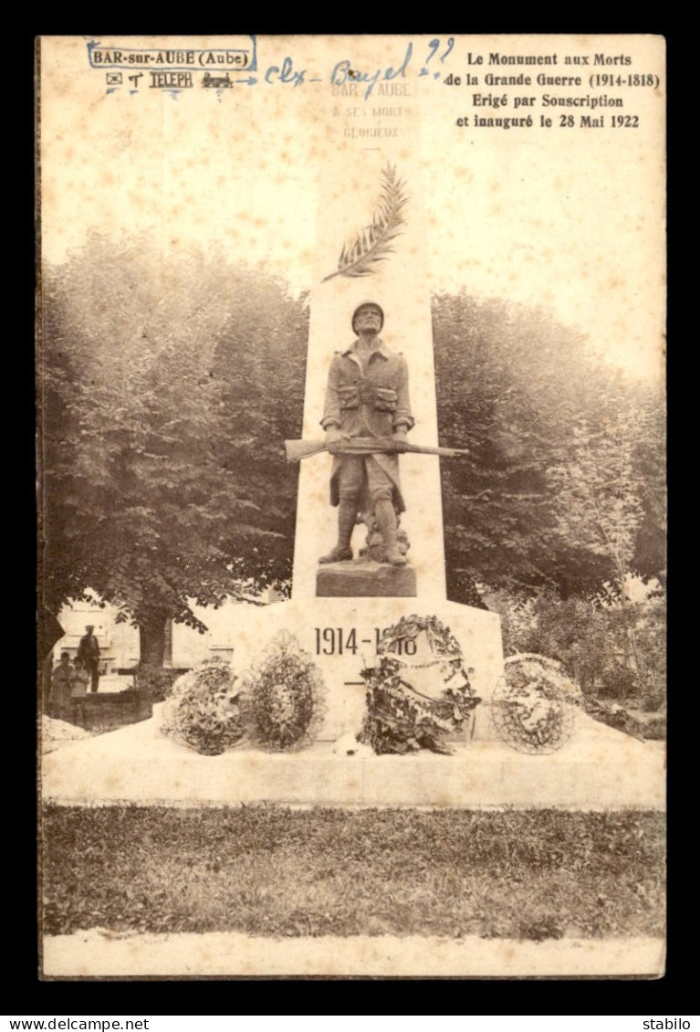 10 - BAR-SUR-AUBE - LE MONUMENT AUX MORTS - Bar-sur-Aube