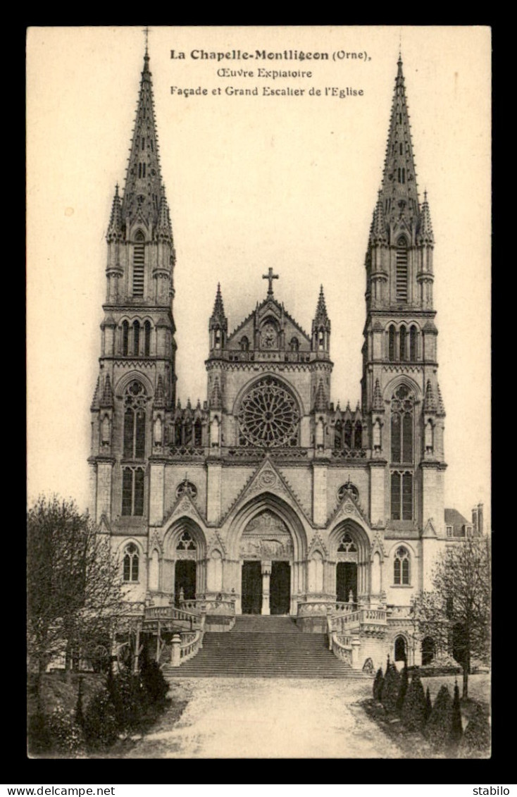 61 - LA CHAPELLE-MONTLIGEON - OEUVRE EXPIATOIRE - GRAND ESCALIER DE L' EGLISE  - Other & Unclassified