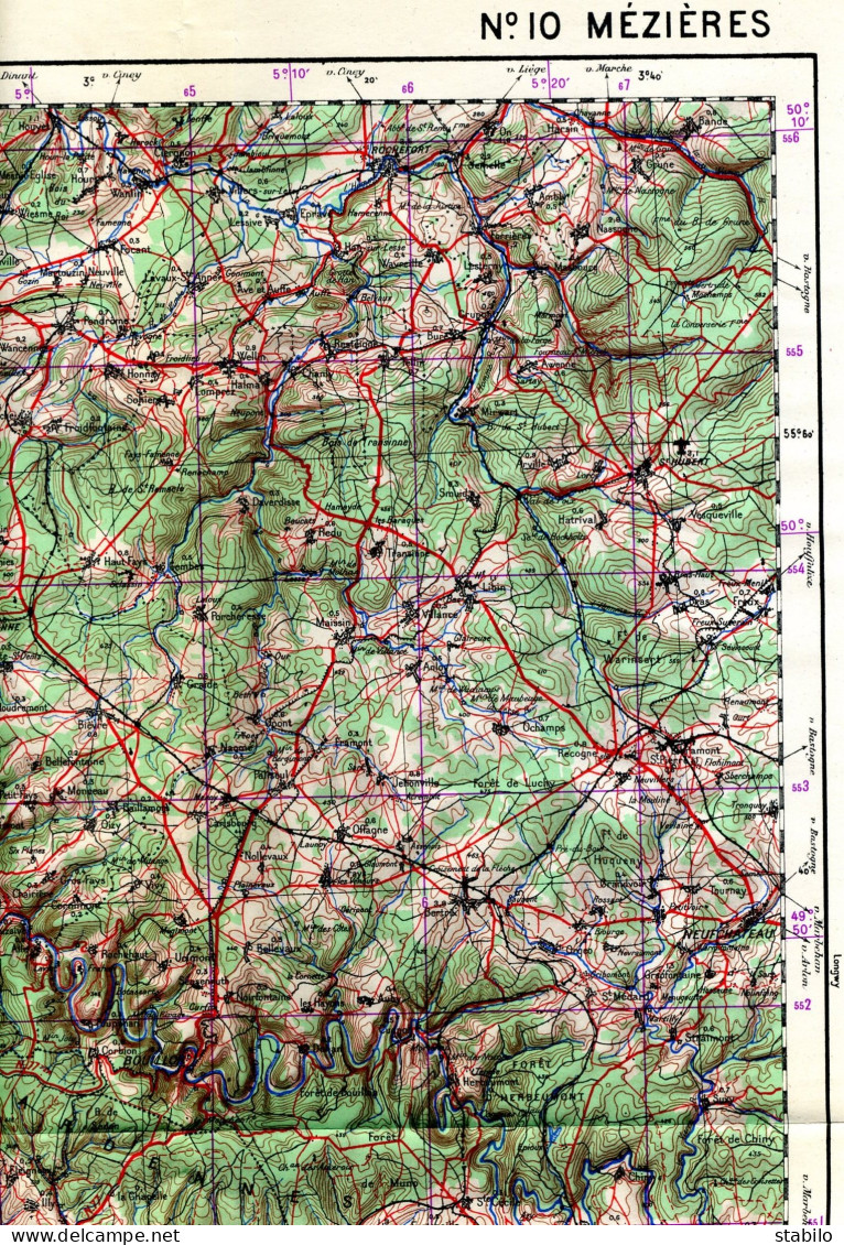 MEZIERES (ARDENNES) - CARTE DE FRANCE ET DES FRONTIERES 200 000e TYPE 212 REVISEE EN 1939, MISE A JOUR PARTIELLE EN 1951 - Topographical Maps
