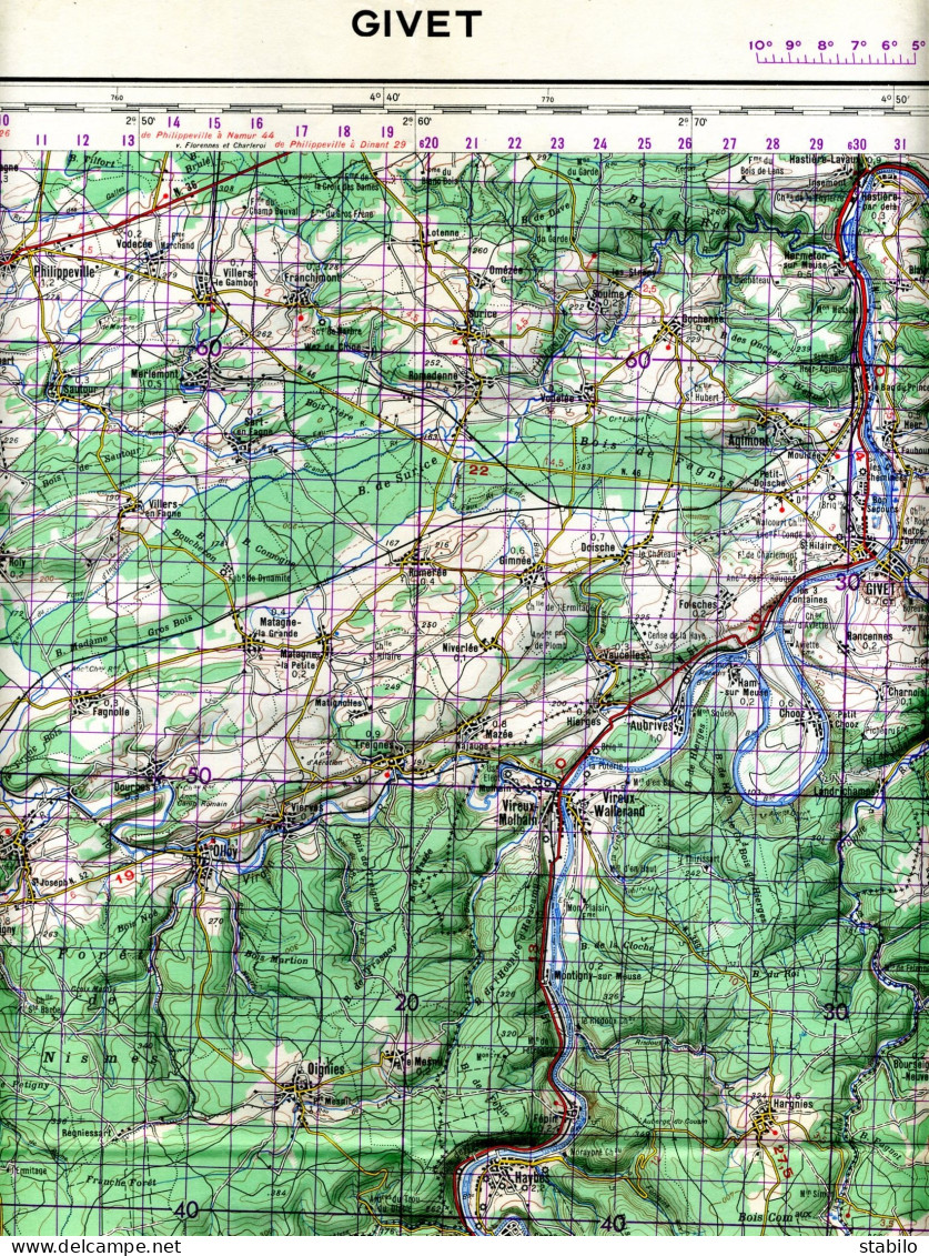 GIVET (ARDENNES) - CARTE I.G.N.F. EDITEE EN FEVRIER 1955 - Mapas Topográficas