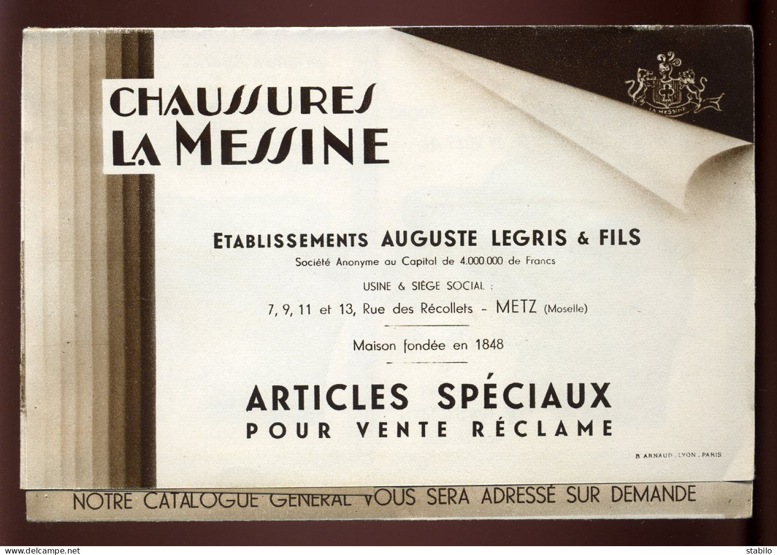 CHAUSSURES - LA MESSINE  - ETS AUGUSTE LEGRIS & FILS - METZ - Publicités