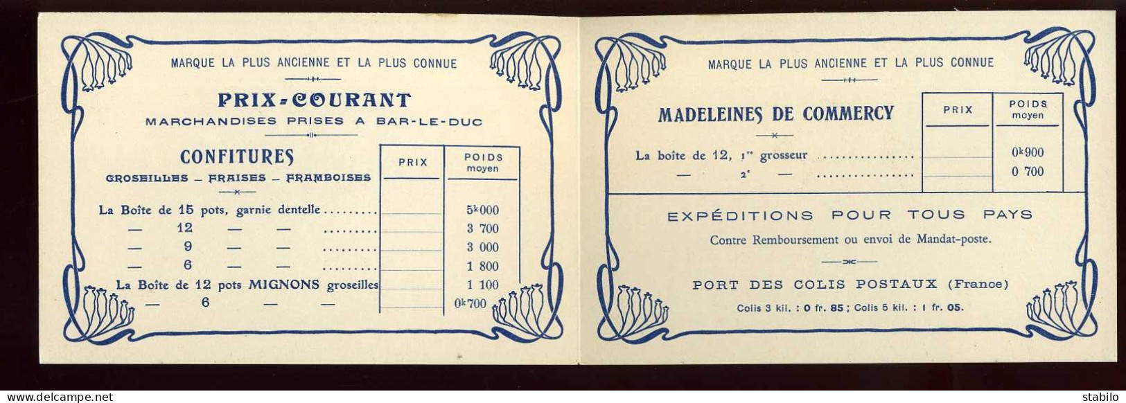 CARTE DE VISITE - BAR LE DUC (MEUSE) - MAISON B. DAMAIN - CONFITURES ET MADELEINES DE COMMERCY - Tarjetas De Visita