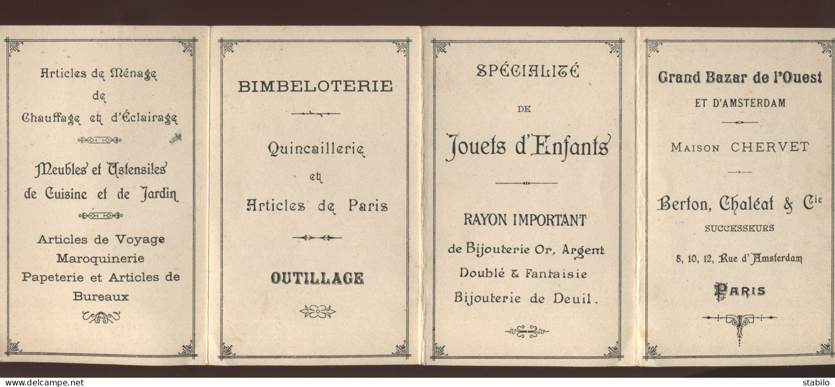 PARIS 9EME - GRAND BAZAR DE L'OUEST ET D'AMSTERDAM - DEPLIANT PUBLICITAIRE ILLUSTRE - Werbung