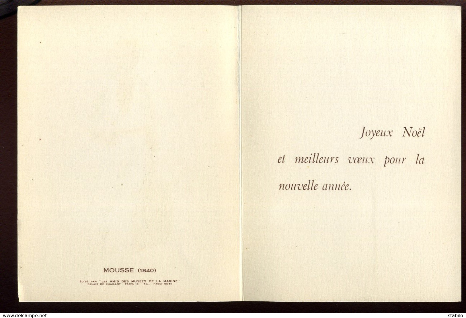 CARTE DE VOEUX ILLUSTREE EDITEE PAR LES AMIS DES MUSEES DE LA MARINE - MOUSSE 1840 - Sin Clasificación