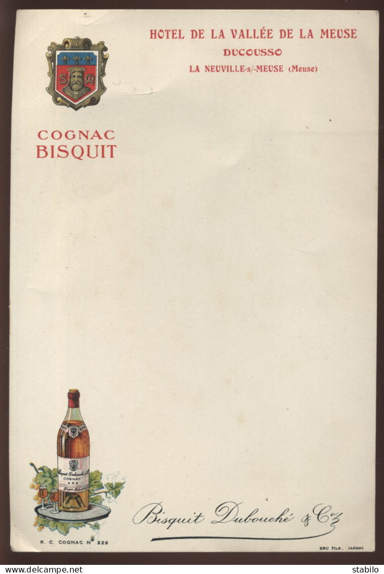 LA NEUVILLE-SUR-MEUSE (MEUSE) - HOTEL DE LA VALLEE DE LA MEUSE DUCOUSSO - PUBLICITE COGNAC BISQUIT - Food