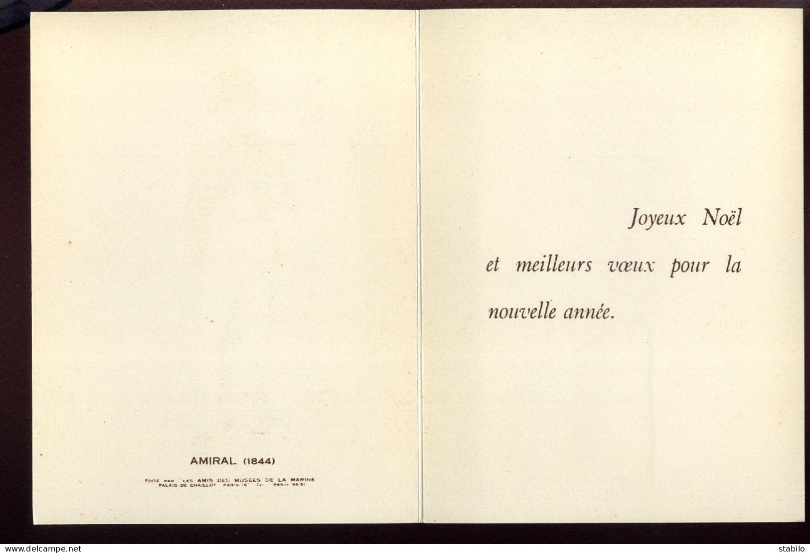 CARTE DE VOEUX ILLUSTREE EDITEE PAR LES AMIS DES MUSEES DE LA MARINE - AMIRAL 1844 - Non Classés