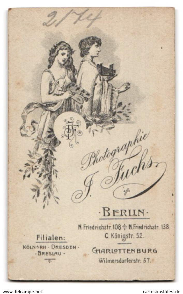 Fotografie J. Fuchs, Berlin-C., Königstr. 52, Junger Herr Im Anzug Mit Krawatte  - Persone Anonimi