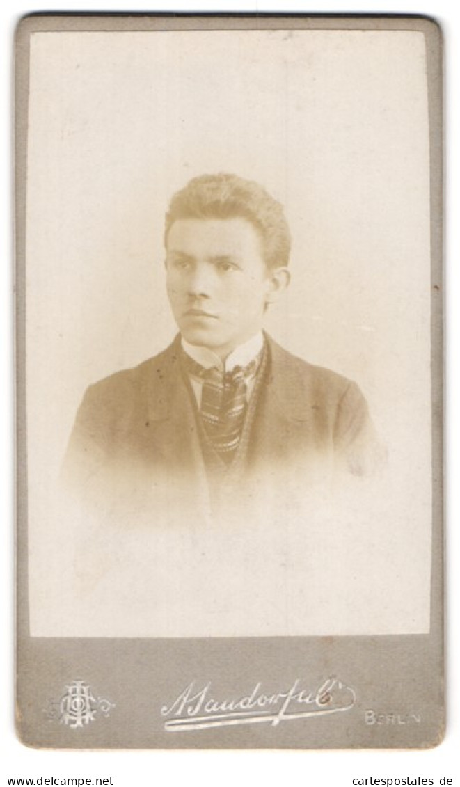 Fotografie A. Jandorf & Co., Berlin, Belle-Alliance-Str. 1, Junger Herr Im Anzug Mit Krawatte  - Anonymous Persons
