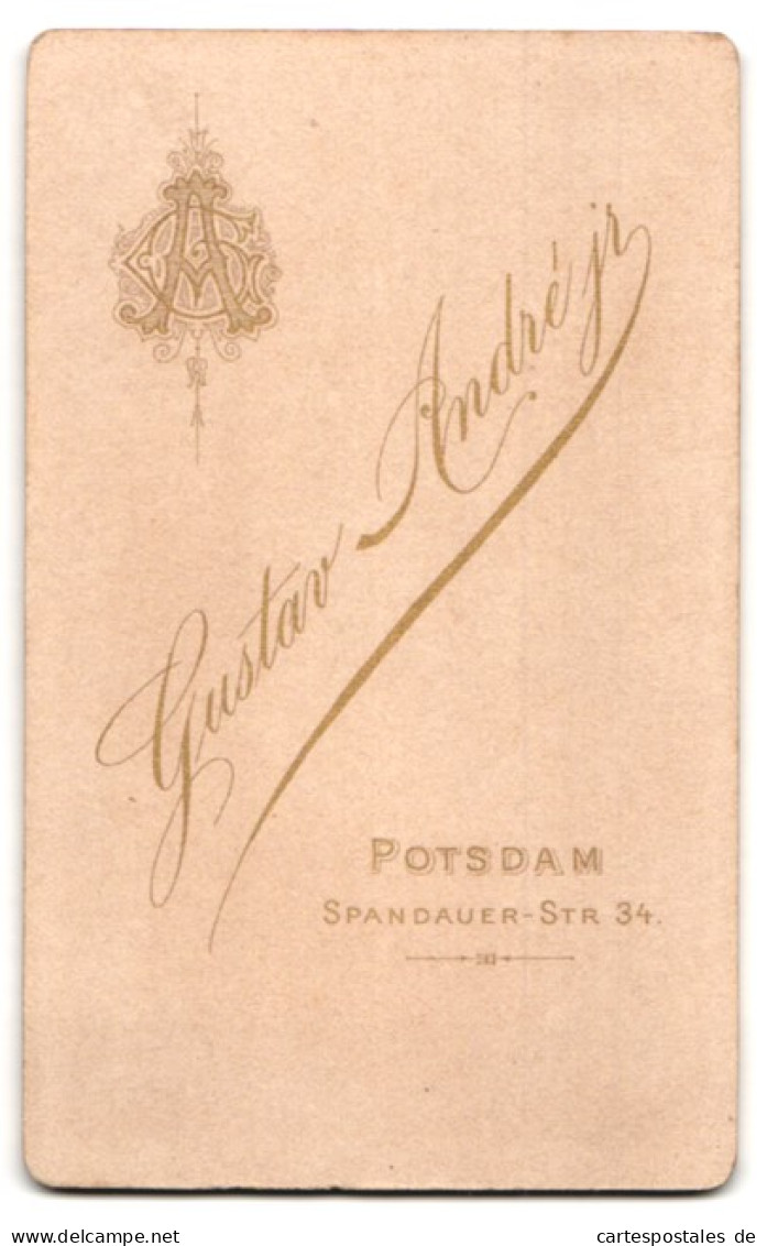 Fotografie Gustav André Jr., Potsdam, Spandauer Str. 34, Junge Dame Mit Kragenbrosche Und Kreuzkette  - Persone Anonimi