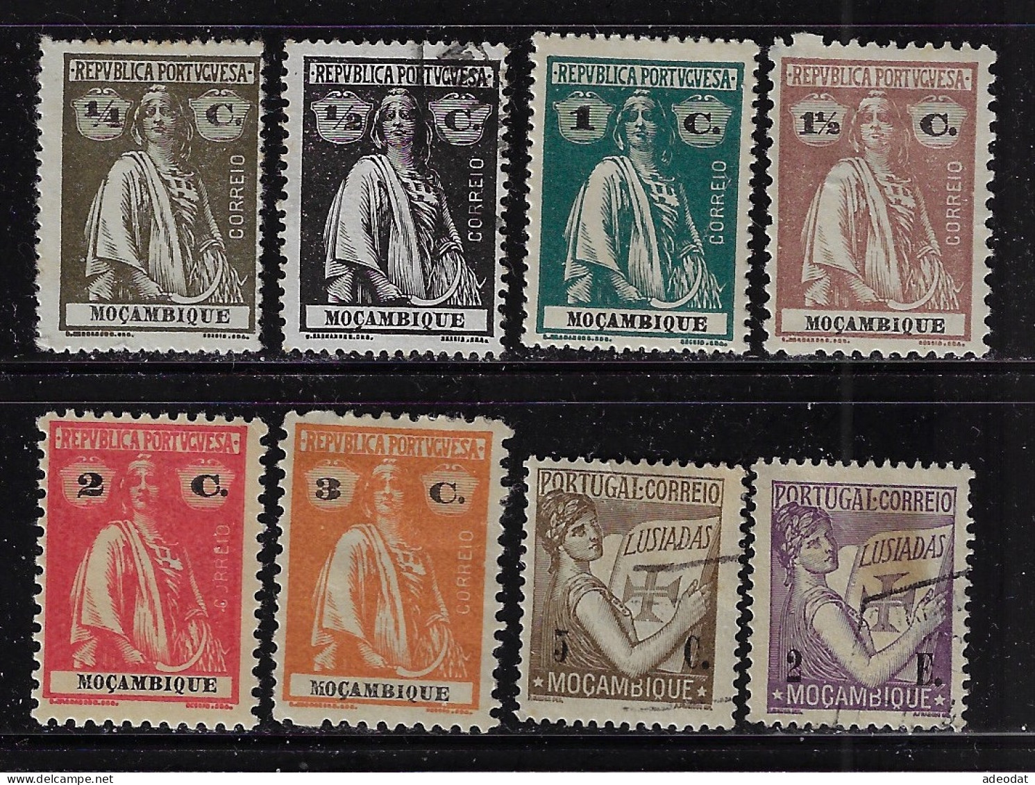 MOZAMBIQUE 1914  SCOTT#149-153,156,252,266  MH/USED  CV $1.75 - Mosambik